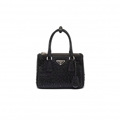 PRADA GALLERIA SATIN MINI-BAG WITH CRYSTALS 1BA906 (20*14.5*9.5cm) 
